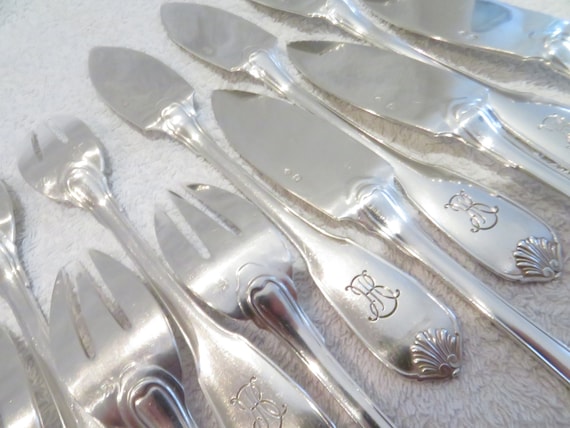 7-piece French 950 Silver Fish Cutlery Set, Minerva Style, Regency