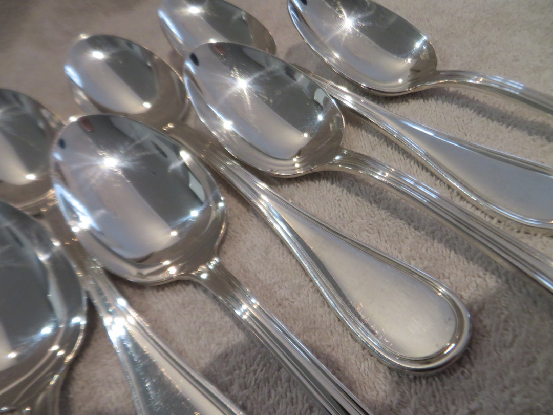 8 Silver Metal Soup Spoons Goldsmith Christofle Model Albi Etsy