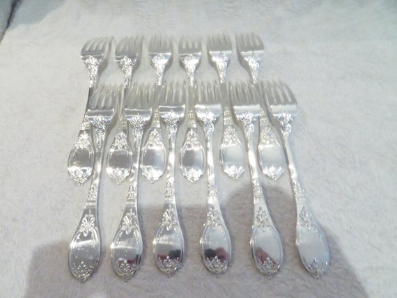 Magnificent 12 Table Forks Silver Metal Goldsmith Europ Felix
