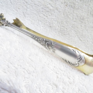 Pinzas para azúcar de plata 950 Minerva orfebre estilo rocaille Ravinet Denfert 1900 Pinzas para azúcar grandes de plata 950 francesas estilo rococó 15,2 cm