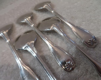 5 silver-plated ice cream spoons by goldsmith Ravinet Denfert, Coquille model, Vintage French silver-plated ice cream spoons 13.2cm