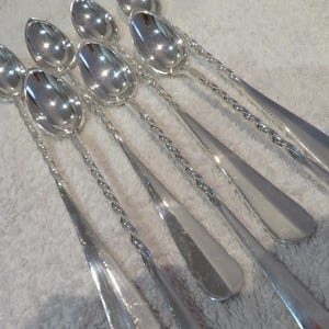 Rare 7 silver-plated mazagran spoons twisted handle goldsmith Ercuis vintage French silver-plated mug soda spoons 23.2cm