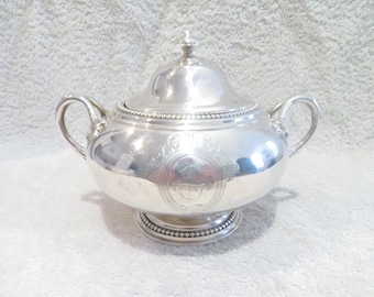 Sucrier argent 950 Minerve style Louis XVI décor médaillons et filets perlés orfèvre Debain Flamant 1870 French 950 silver sugar bowl