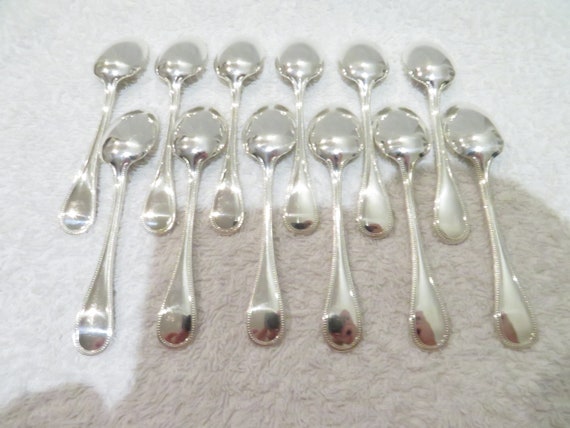 Lot De 12 Cuillères à Moka Christofle Collection Perle – Métal Argenté, Fabriqué En France