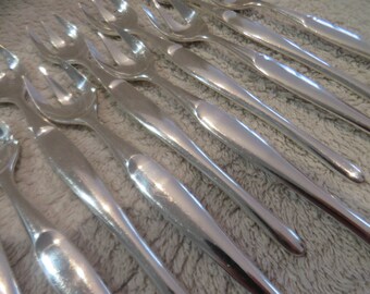 12 fourchettes à huitre métal argenté orfèvre Christofle modèle Duo Tapio Wirkkala 1960 silver-plated oyster forks 16cm