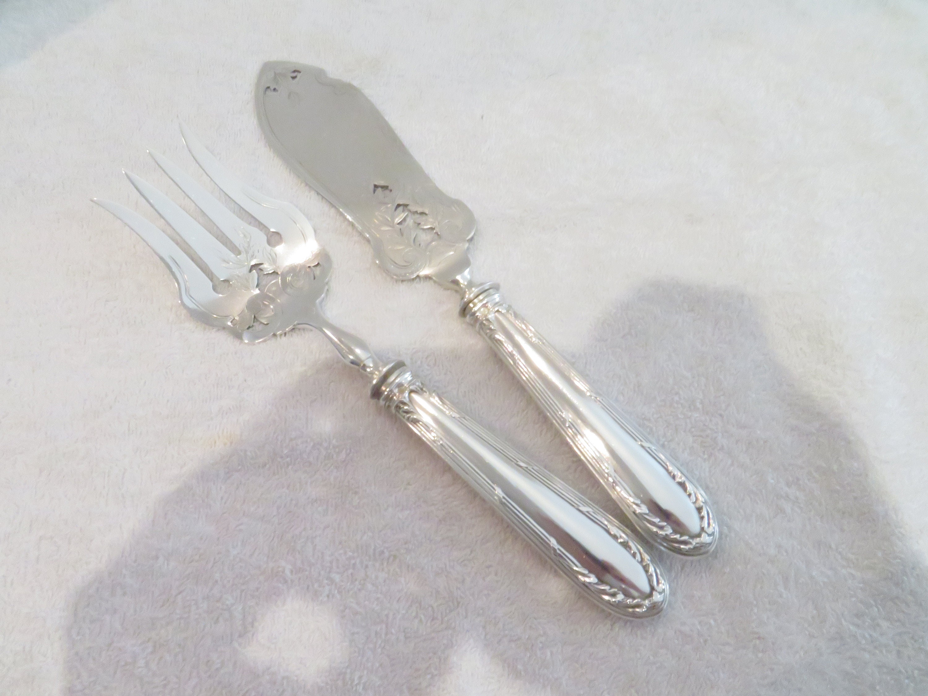 Puiforcat ／Service à poisson Service à Poisson Manche Argent 950 Minerve St Louis XVI