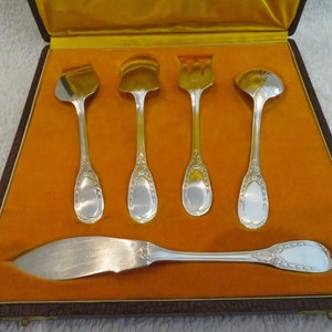 service to hors d&#39;oeuvre silver metal empire style Silversmith French silver-plated 5p appetizer serving set