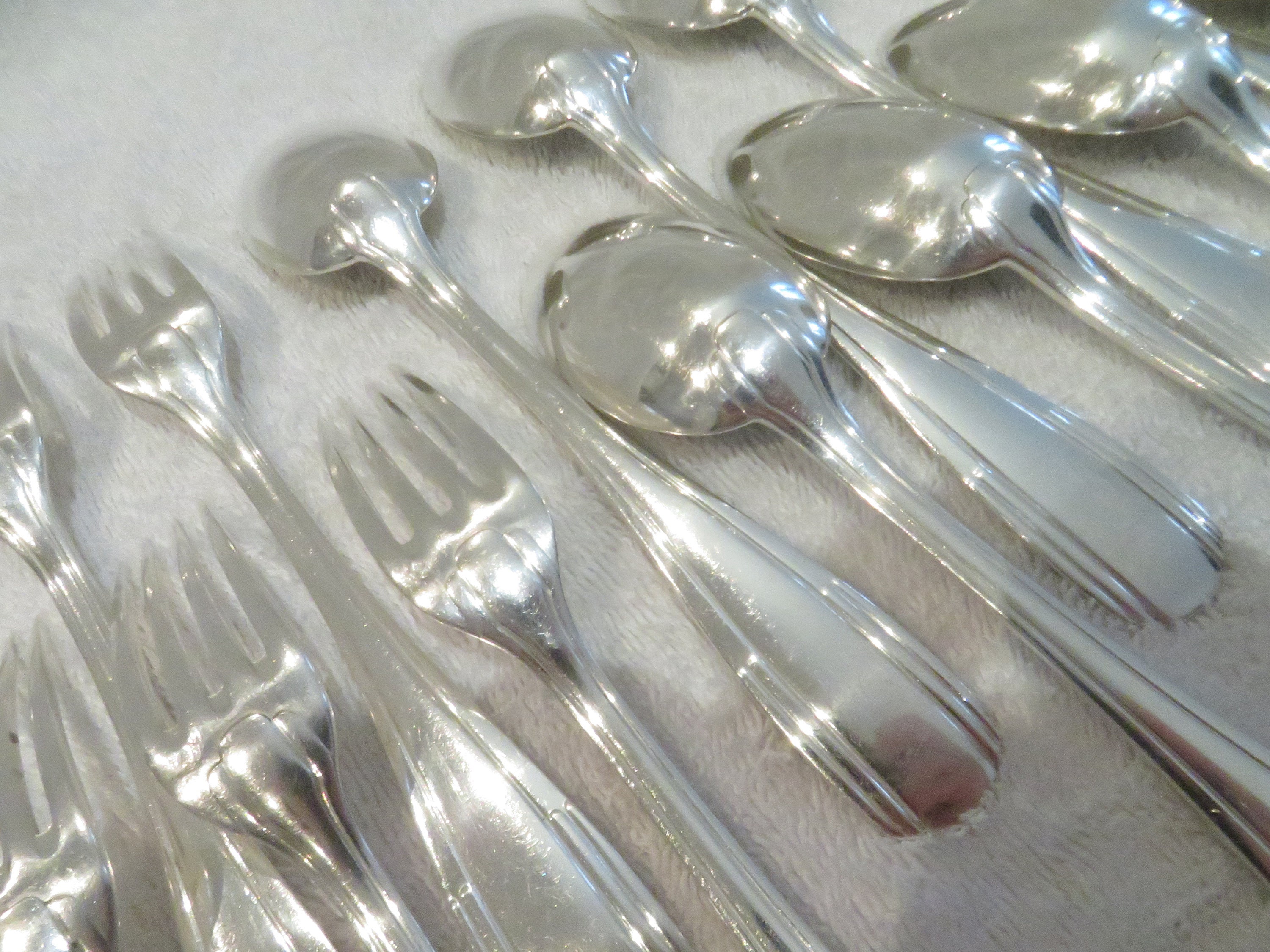 12 couverts à dessert argent 950 Minerve style art deco orfèvre Ricard ? 1925 French 950 silver 24p dessert cutlery set