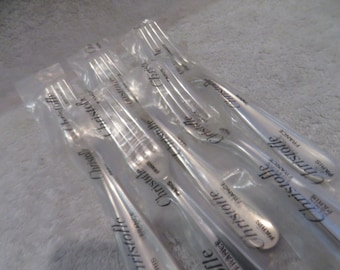5 fourchettes à dessert métal argenté orfèvre Christofle modèle Dax Vintage French silver-plated dessert luncheon forks 17,2cm never used