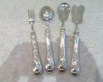 service à hors d'oeuvre argent 950 Minerve style Louis XVI orfèvre Henin 1900 French 950 silver 4p appetizer serving set