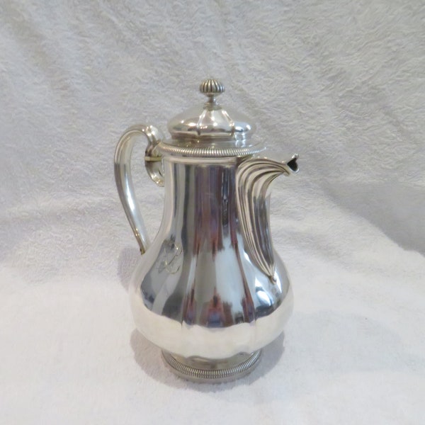 Cafetière argent 950 Minerve estilo Luis XIV orfèvre Odiot modèle Godrons 20th c French 950 cafetera de plata