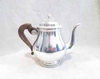 Théière métal argenté décor godrons orfèvre Christofle gallia modèle Lauzun Vintage silver-plated tea pot 1L