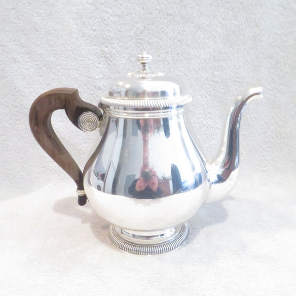 Théière métal argenté décor godrons orfèvre Christofle gallia modèle Lauzun Vintage silver-plated tea pot 1L