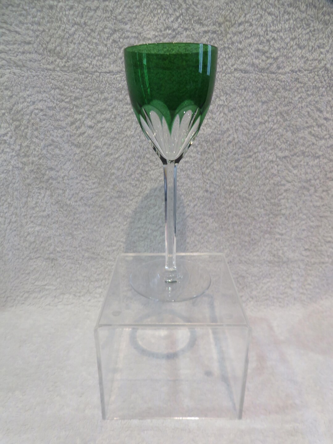 12cl Baccarat Crystal Wine Glass Genova Model Lined With Fir Green