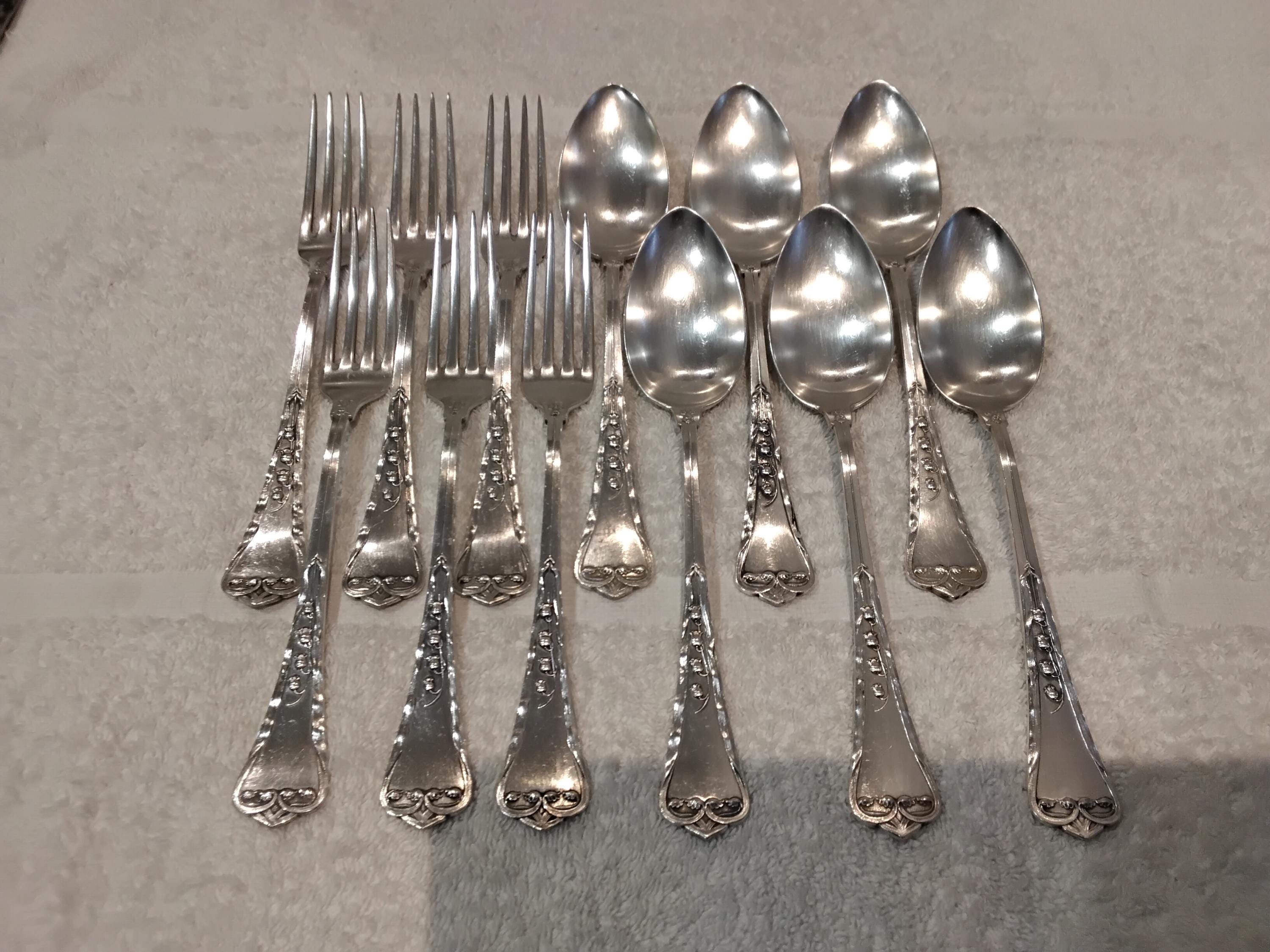6個のシルバーカトラリーセット 800 スイスの金細工職人 Jezler モデル