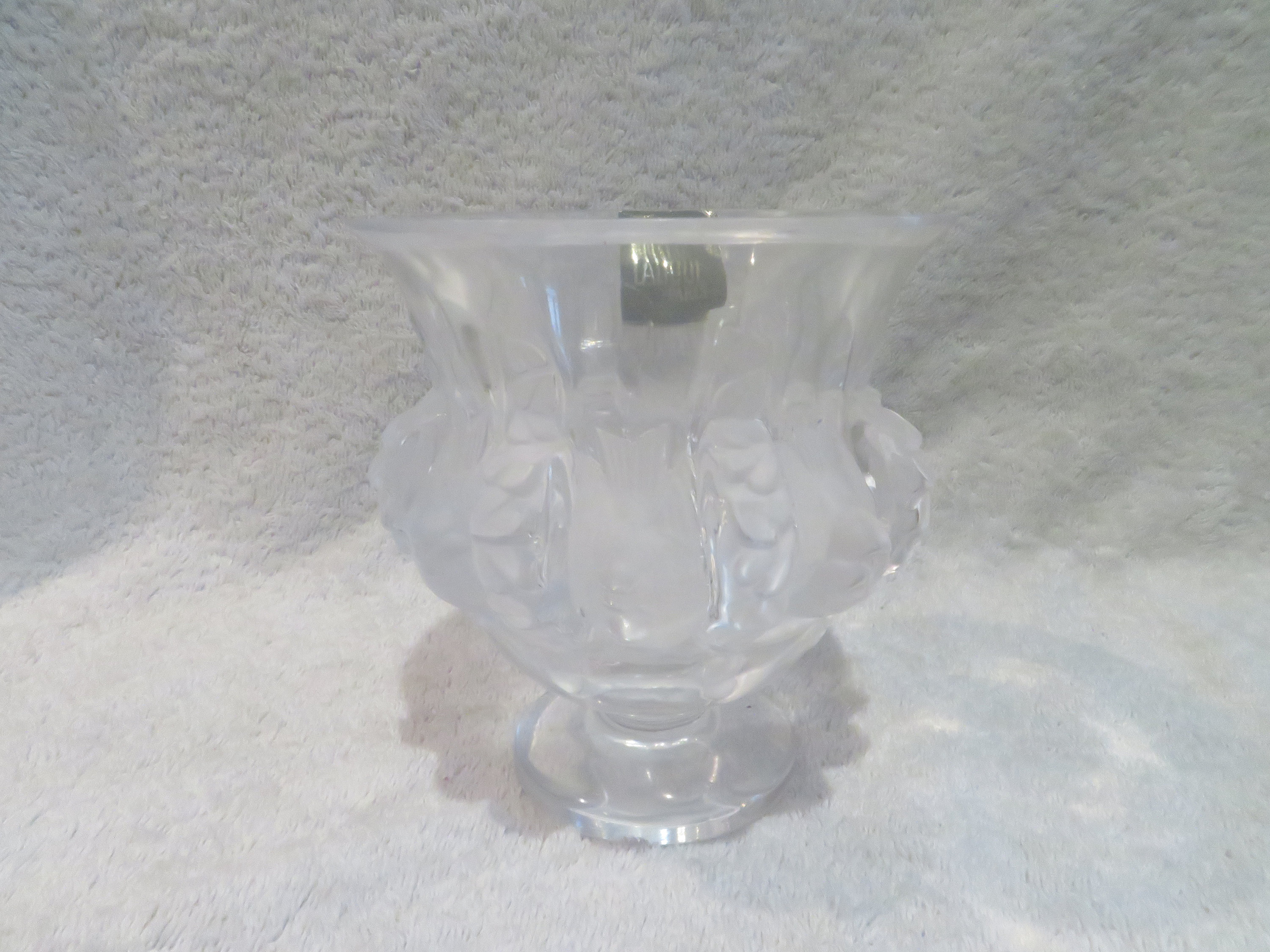 ラリッククリスタル花瓶スズメ装飾ダンピエールモデルヴィンテージ