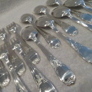 12 dessert covers silver metal st Louis XV goldsmith Lcf the French canopy (French silver-plated 24p dessert cutlery set)