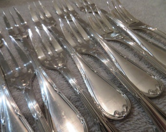 12 FOURCHETTES À gâteaux CHRISTOFLE métal argenté Modèle MARLY couvert