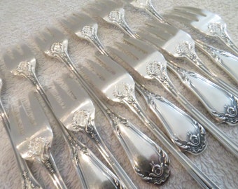 12 fourchettes à gateaux métal argenté style Louis XIV orfèvre SFAM Vintage French silver-plated pastry cake forks