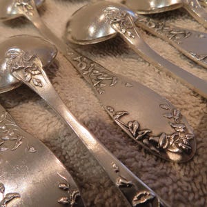 Superb 12 silver-plated coffee spoons, goldsmith Boulenger, art nouveau bindweed decor, gorgeous 1900 French silver-plated coffee spoons 13.8cm