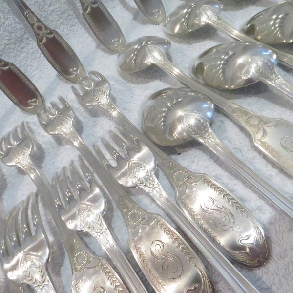 18 couverts de table argent 950 Minerve style Empire Cygne orfèvre E Puiforcat Magnificent 1900 French 950 silver 36p dinner cutlery set