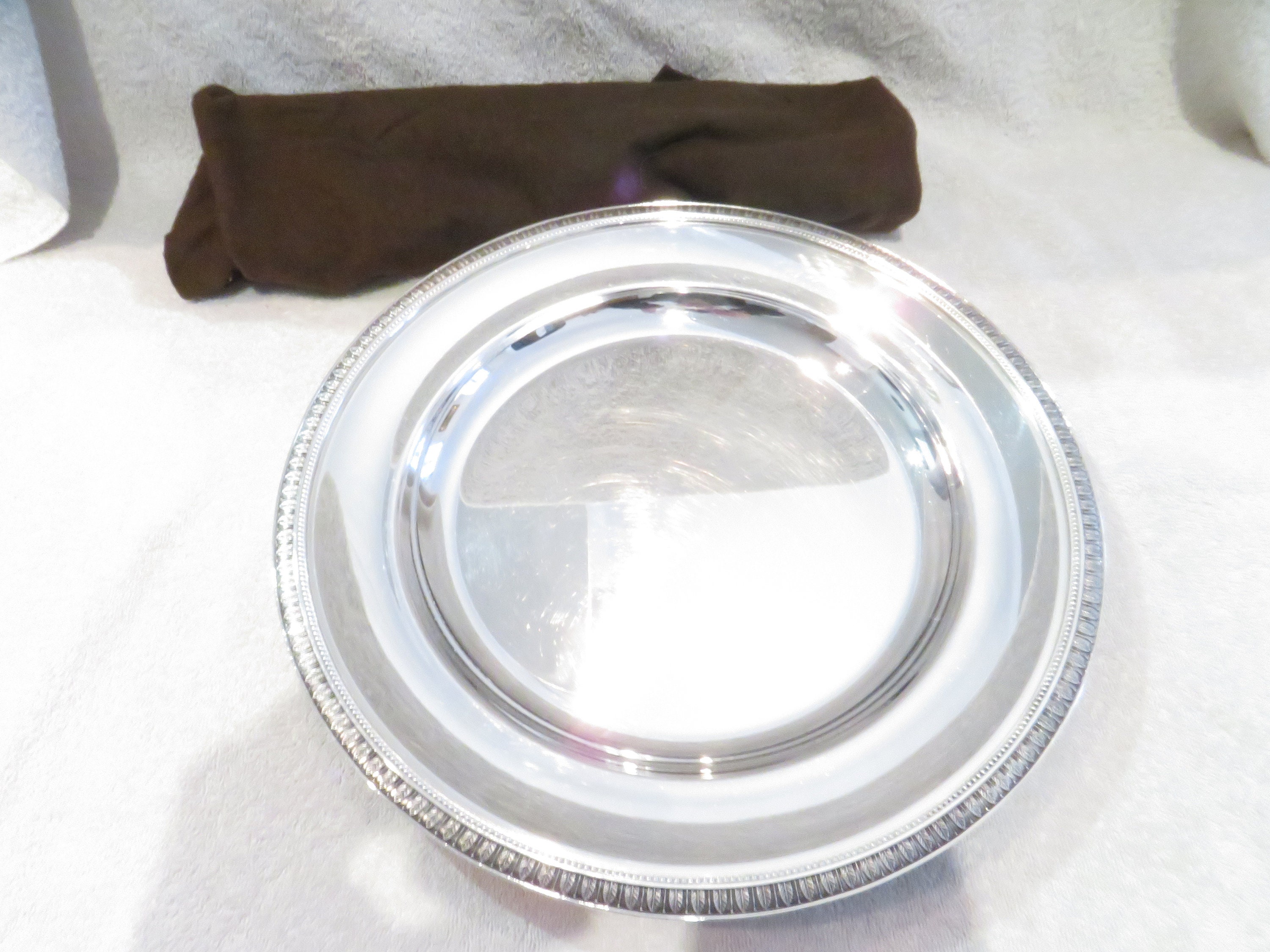 Plat Rond CHRISTOFLE Modèle Malmaison En Métal Argenté - État Très Bon