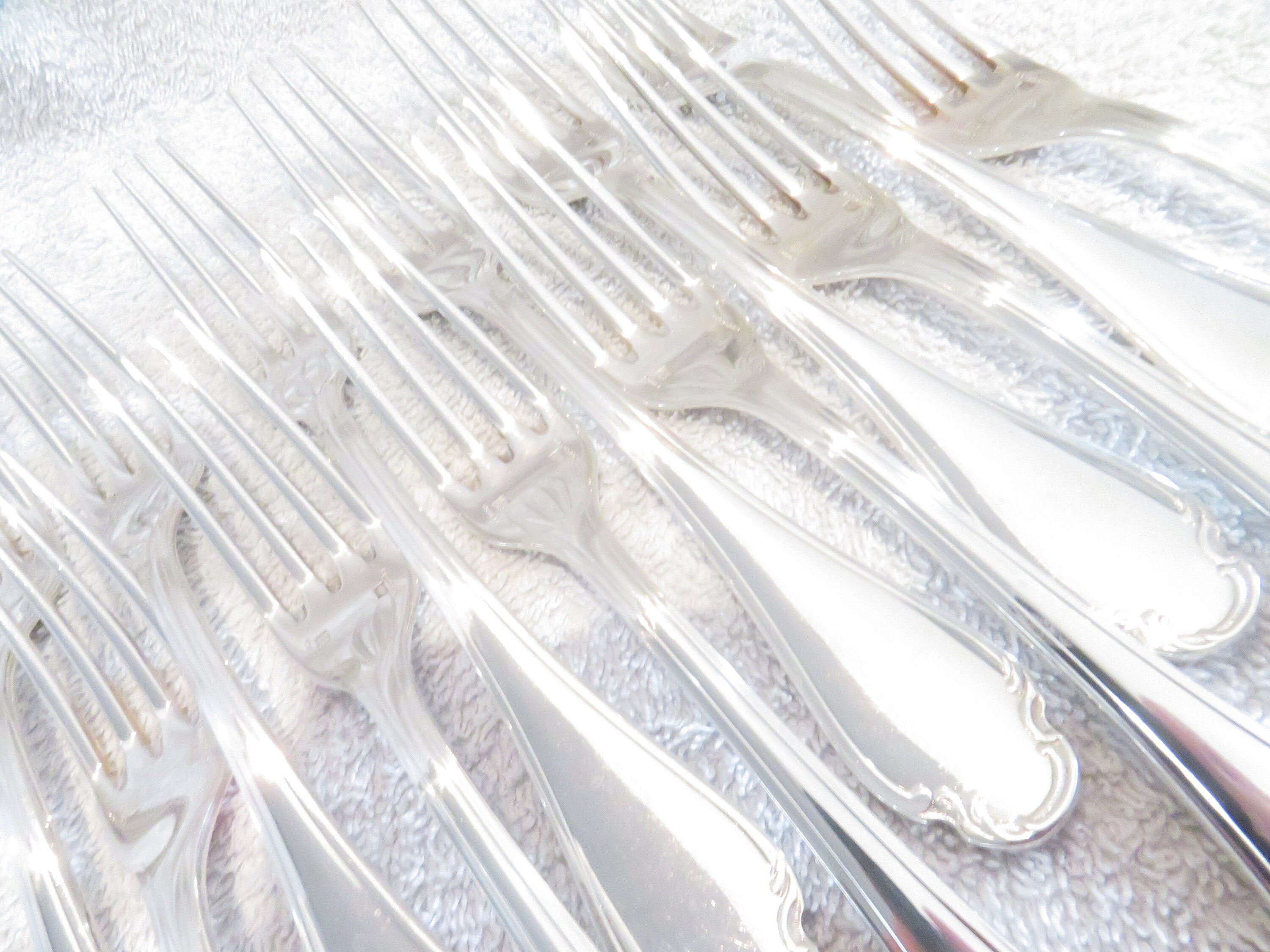 12 銀メッキ デザート フォーク ルイ 15 世スタイルの金細工師