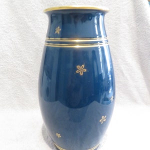 Grand vase porcelaine de Sevres décor étoiles de neige sur fond bleu petrole 1926 French porcelain large vase height 30cm