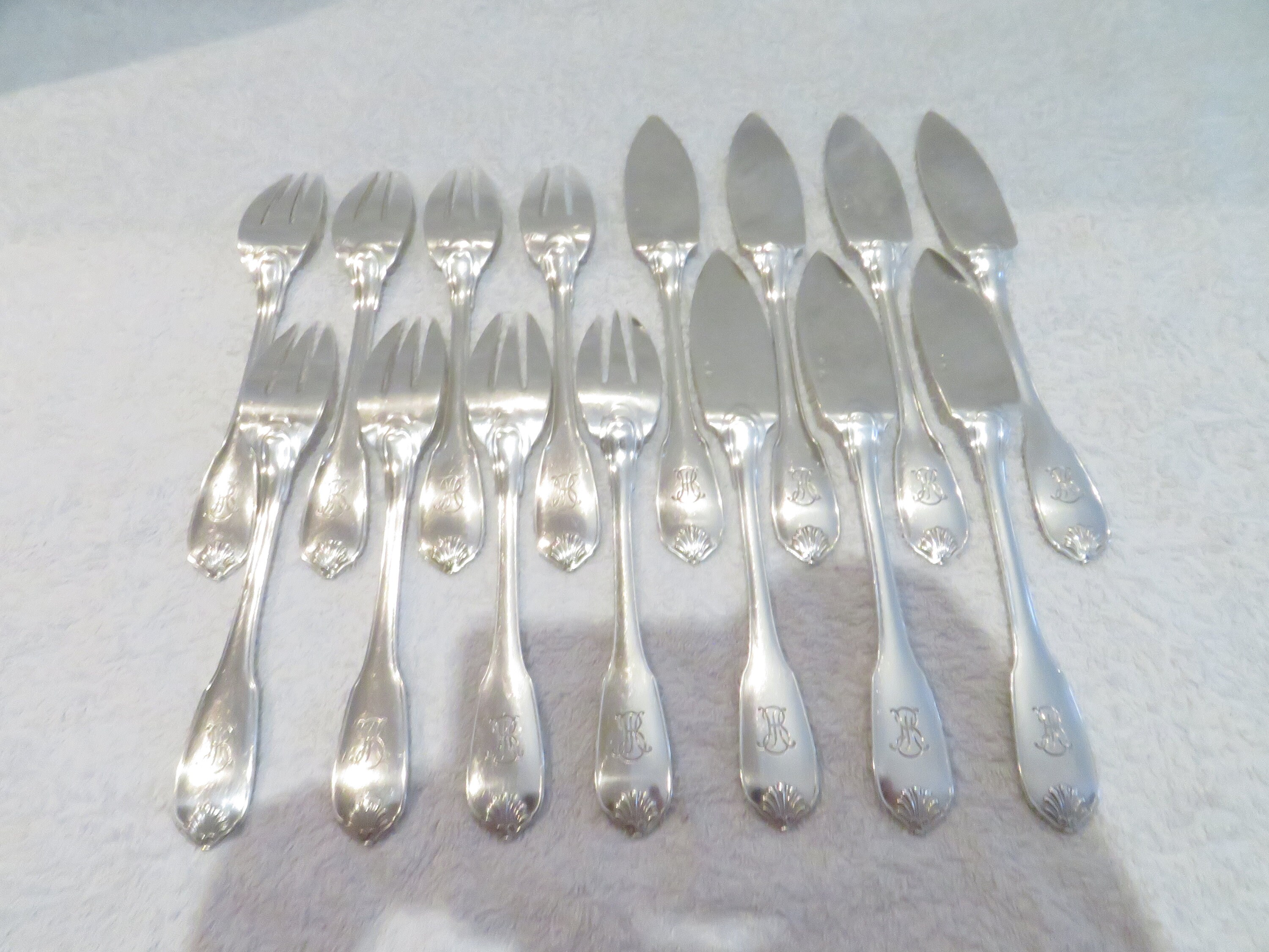 Puiforcat／Service à poisson／nacre Puiforcat Sterling Silver Service Richelieu, 235 pieces - Au