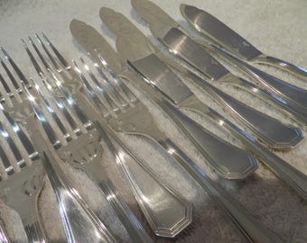 Lot De 12 Couteaux à Poisson Christofle – Modèle América – Métal Argenté – Occasion