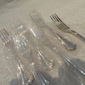 6 silver plated dessert forks goldsmith Ercuis model Contours Vintage French silver-plated dessert forks 17cm never used for 5
