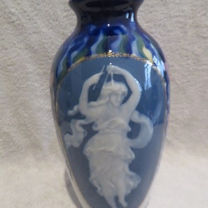Beautiful Limoges porcelain vase decor musician and flowers art deco manufacture Tharaud 20th c French porcelain large vase 27cm