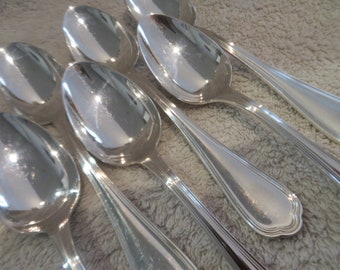 6 dessert spoons silver metal goldsmith Christofle model Spatours Vintage silver-plated dessert luncheon spoons 17.2cm