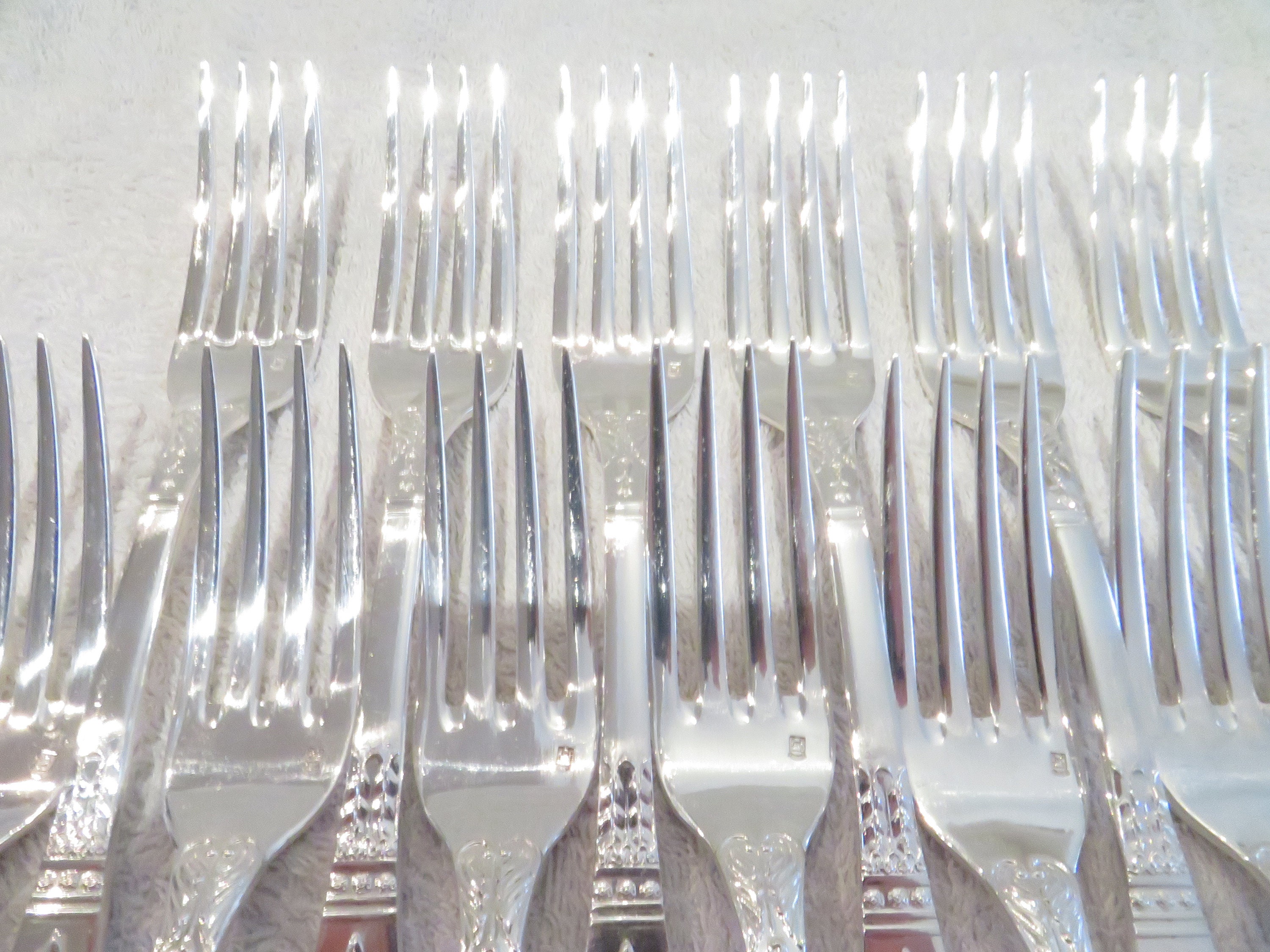 Magnificent 12 Table Forks Silver Metal Goldsmith Europ Felix