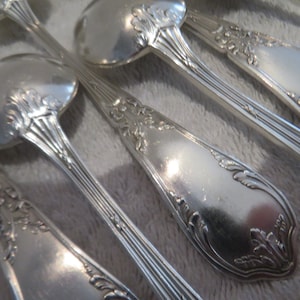 12 cucchiai da dessert placcati in argento orafo au Bon Marché Cucchiai da dessert placcati in argento stile francese Luigi XVI 18,7 cm