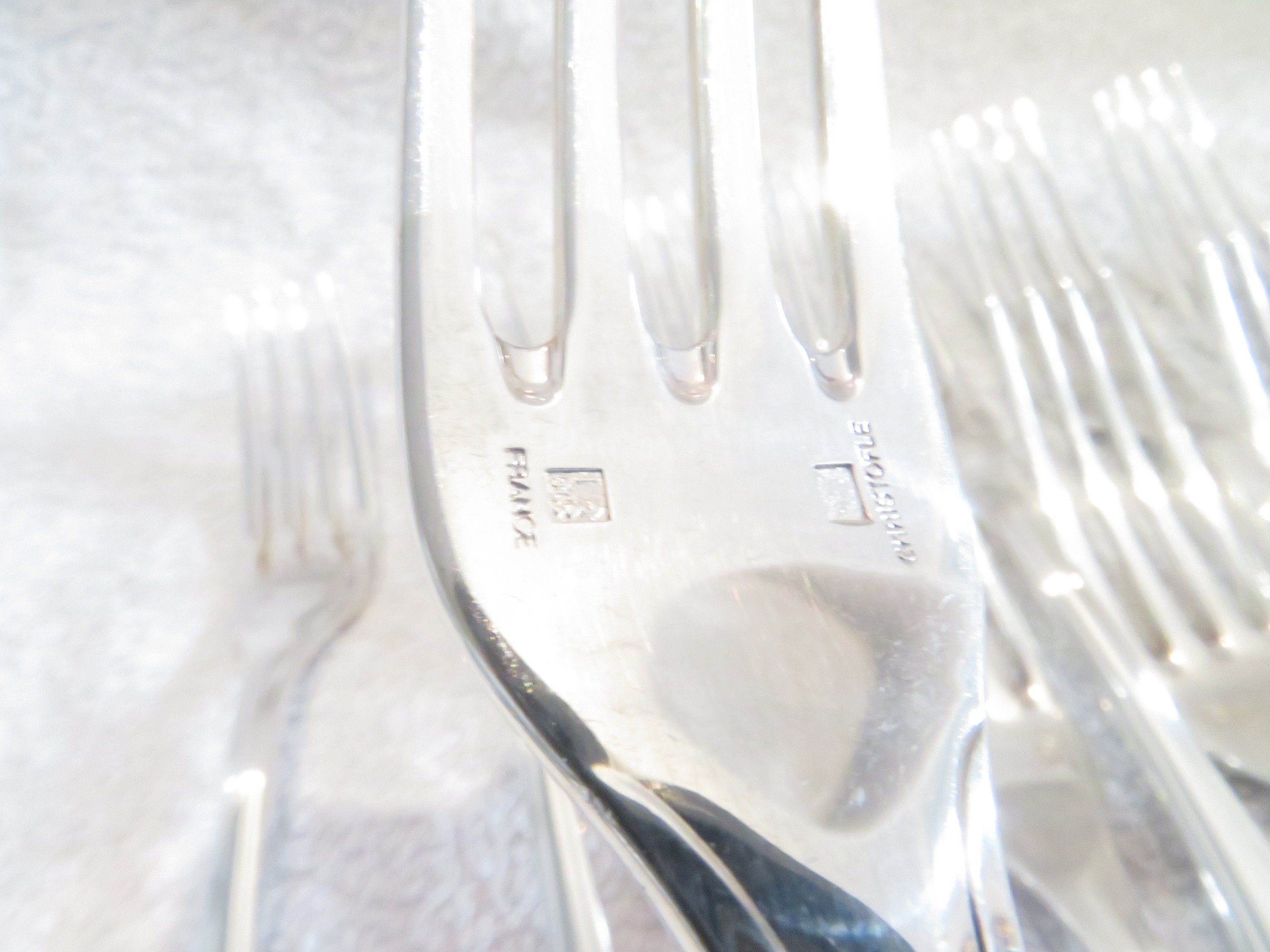 12 銀メッキ デザート フォーク ルイ 15 世スタイルの金細工師