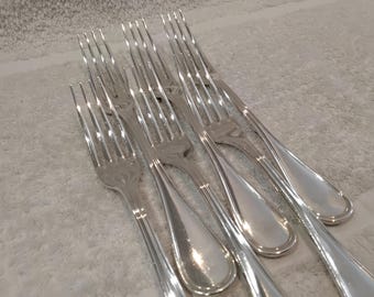 6 silver-plated dinner forks by Christofle, Albi pattern, Vintage 1990, 20.7cm