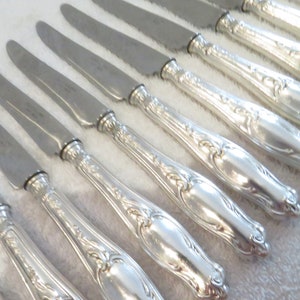 Superb 12 dessert knives handle silver metal style rococo blade Civalleri Magnificent 1900 French silver-plated dessert knives
