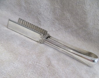 Belle pince à asperges métal argenté décor filets orfèvre Christofle early 20th c French silver-plated asparagus tongs 25,5cm