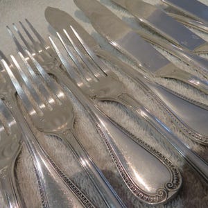 6 silver-plated fish cutlery sets Empire style goldsmith Christofle Malmaison Vintage 1990 silver-plated 12p fish cutlery set