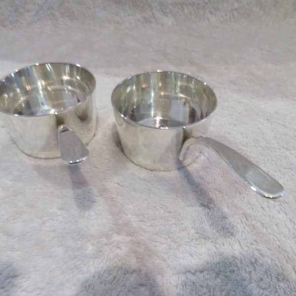 2 cassolettes individuelles métal argenté orfèvre Christofle Vintage French silver-plated individual sauce pans