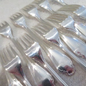 12 dessert forks silver metal goldsmith Christofle model Pompadour Vintage French silver-plated dessert luncheon forks