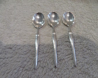 3 cuillères à moka métal argenté orfèvre Christofle modèle Duo Tapio Wirkkala 1960 silver-plated demi tasse mini spoons 10,1cm