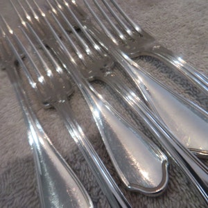 6 silver metal dessert forks goldsmith contour style Ravinet Denfert French Club model silver-plated dessert forks 17.1cm