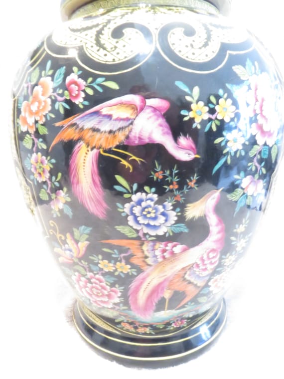 大型陶磁器花瓶 色鮮やかな花と鳥の模様【公式通販】 大型陶磁器花瓶