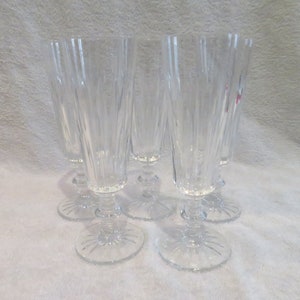 5 flautas de champán 15cl de cristal san Luis decoración tallada Lanzaderas Flautas de champán de cristal francés vintage