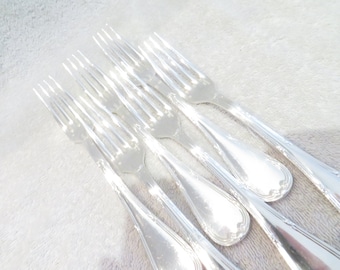 6 silver plated dinner forks Christofle goldsmith model Rubans Louis XVI French silver-plated dinner forks
