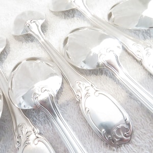 11 silver metal dessert spoons Louis XV style rockery goldsmith Lcf Vintage French silver-plated dessert spoons 17.7cm