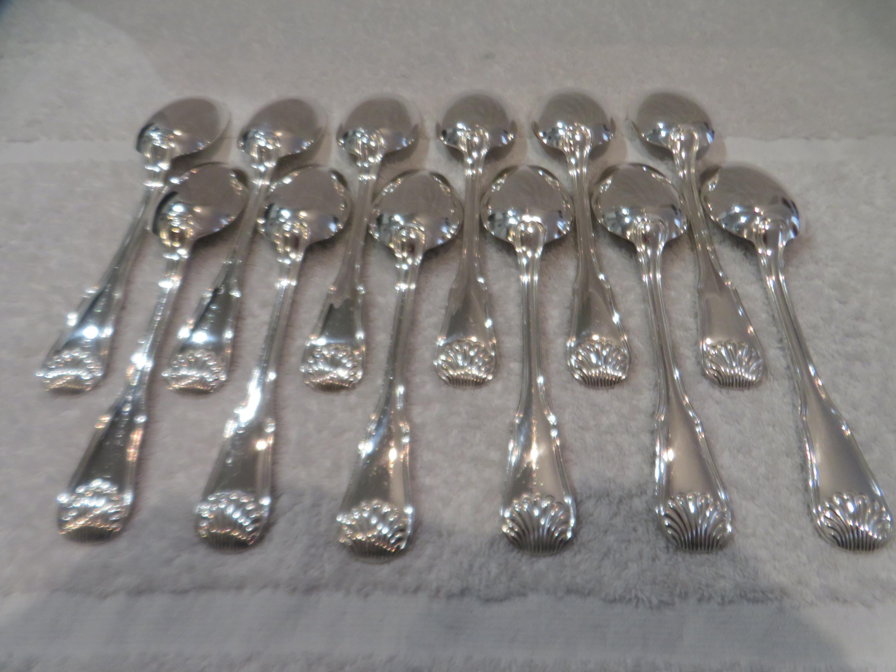 12 Cuillères à Dessert Métal Argenté Orfèvre Ravinet Denfert