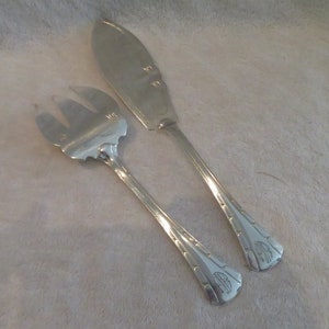 servicio de pescado plata metal orfebrería Ravinet Denfert st art deco papiro francés plateado conjunto de porción de pescado plateado